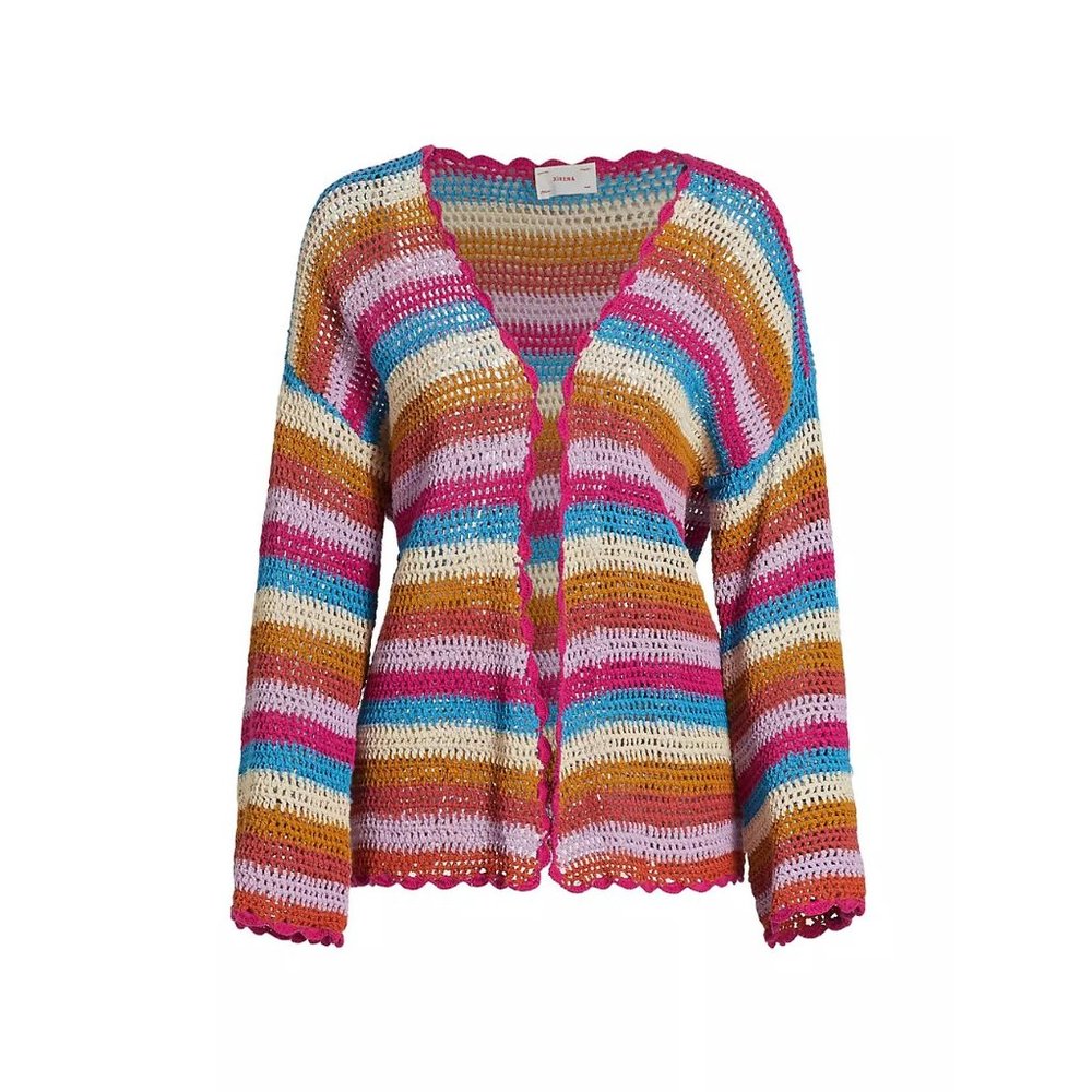 NWT $250 XIRENA CARSYN CROCHETED COTTON OPEN CARDIGAN RAINBOW DREAMSTATE SIZE XS
